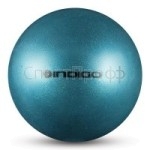 Мяч INDIGO с блестками  15 см., голубой