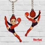 Брелок VERBA SPORT гимнастка с мячом (красно-черный) 8*4 см.